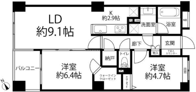 ヴィラージュ白山 4階